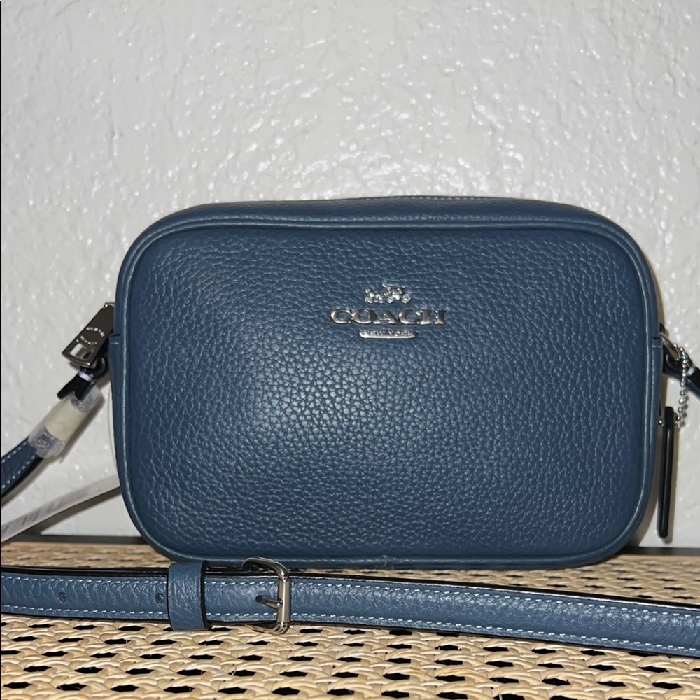 COACH Pebbled Leather Camera Bag in Blue